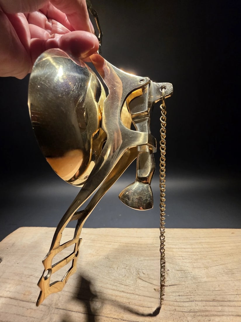 11" Wall Mount Brass Pull Chain Door Bell - 8