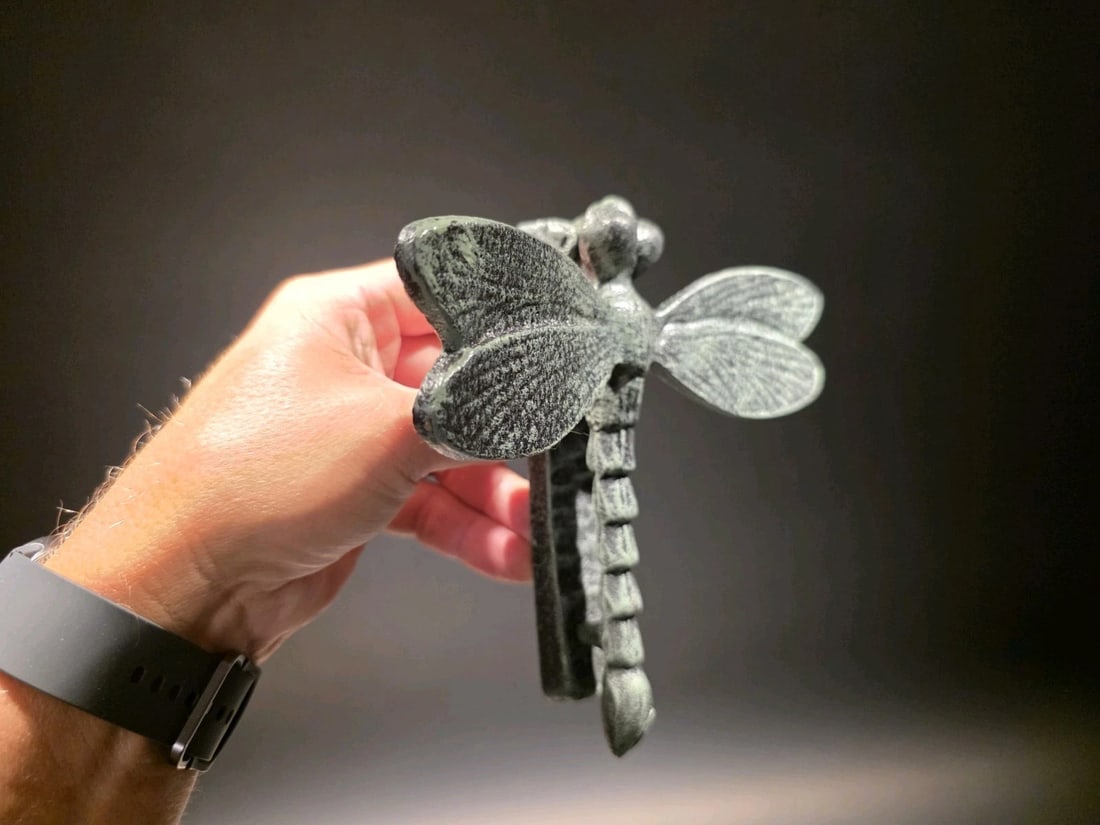 7" Verdigris Cast Iron Dragonfly Door Knocker - 8