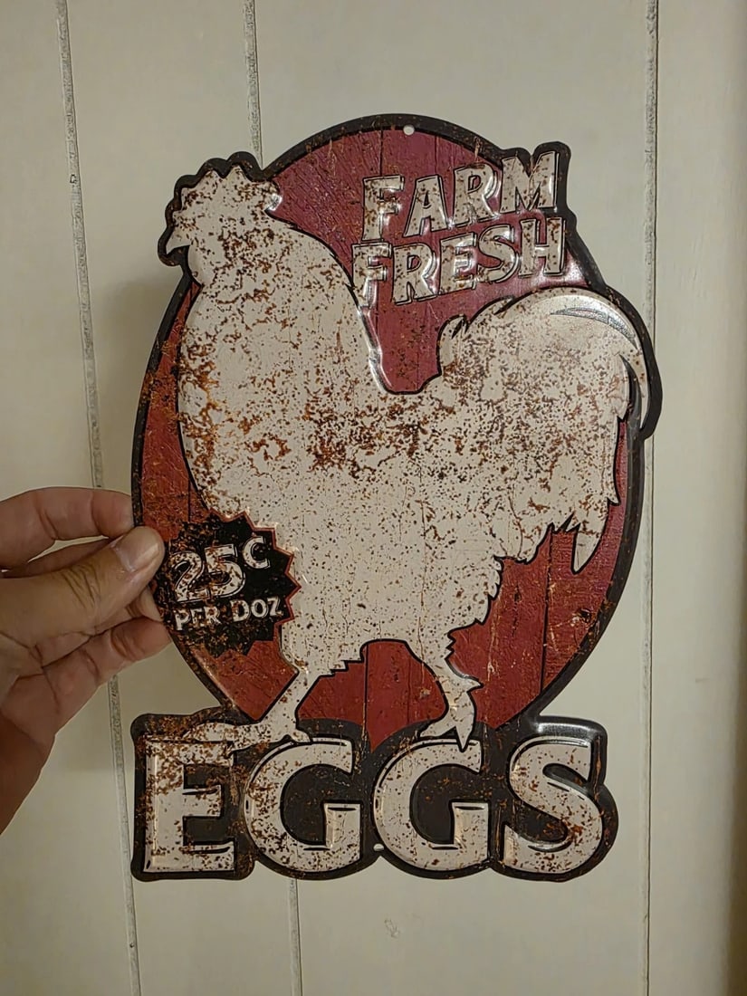 11" Metal Fresh Eggs Sign - 4