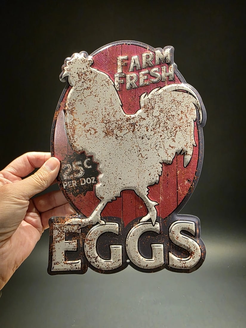 11" Metal Fresh Eggs Sign - 6