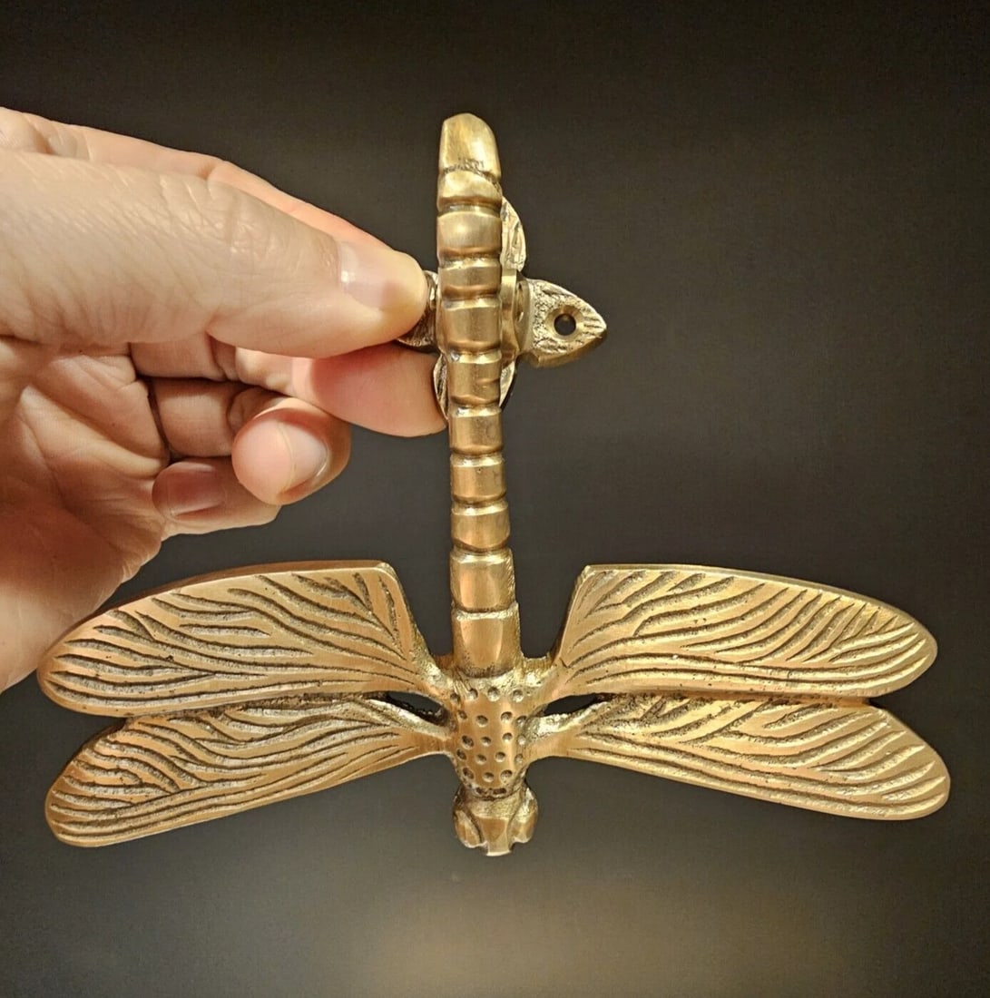 6-1/4" Brass Dragonfly Door Knocker - 2