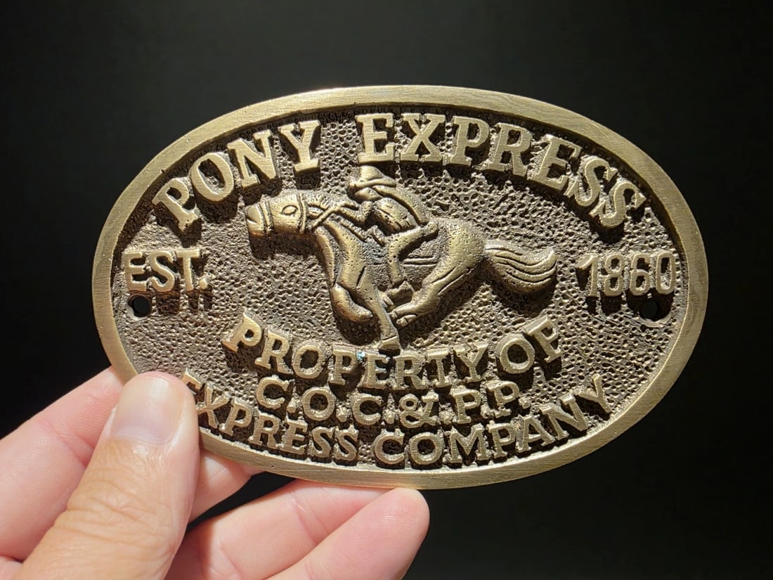 Brass Pony Express Oval Plaque - 13