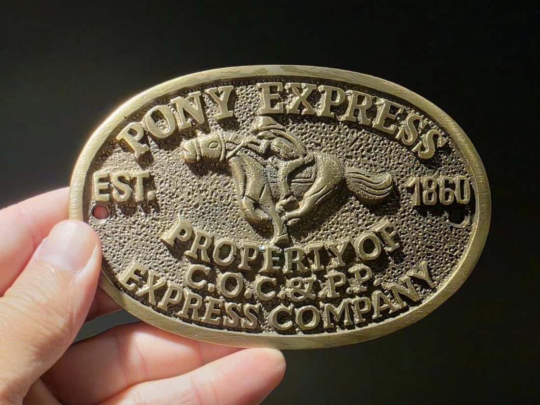 Brass Pony Express Oval Plaque - 7