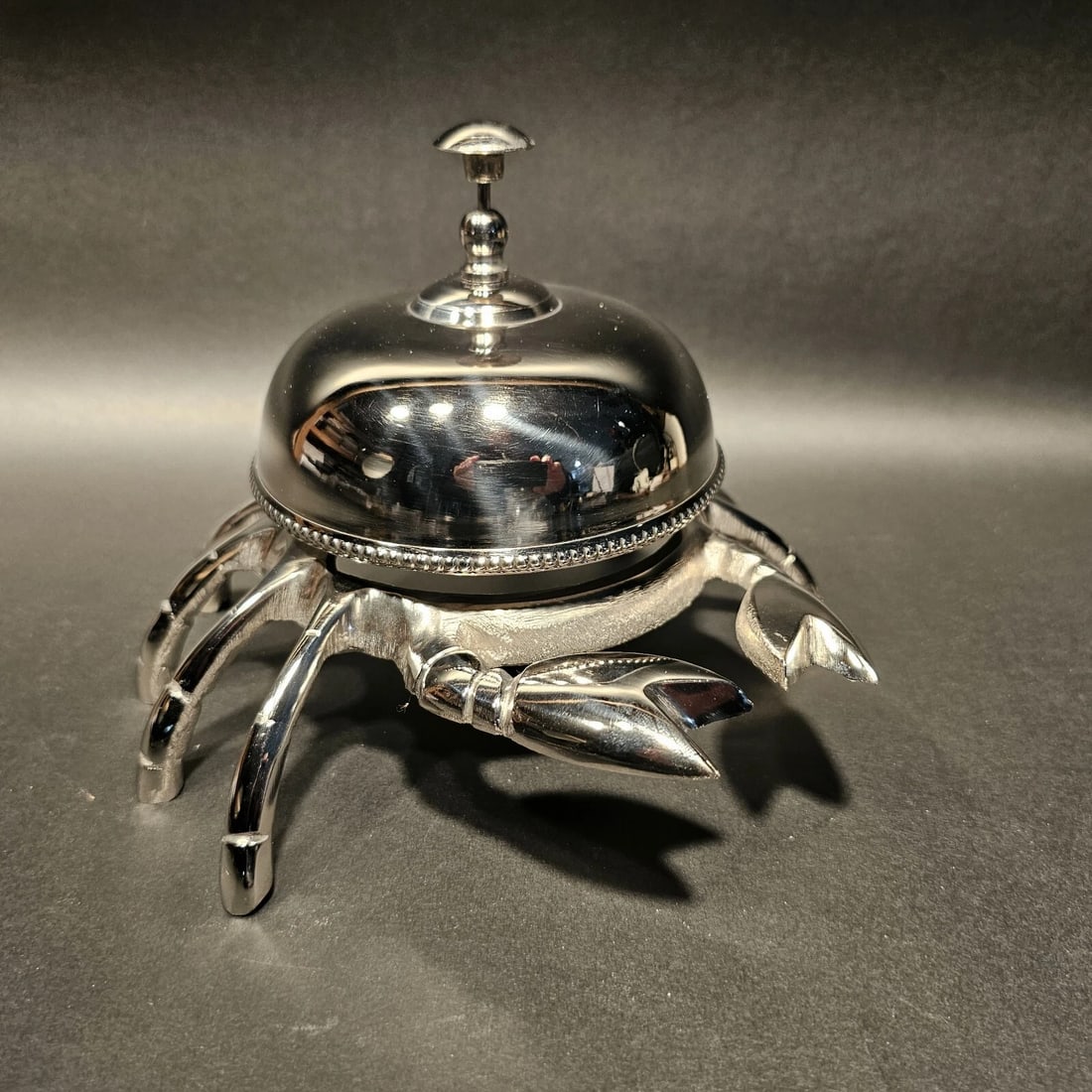 Silver Brass Crab Table or Floor Desk Bell - 17