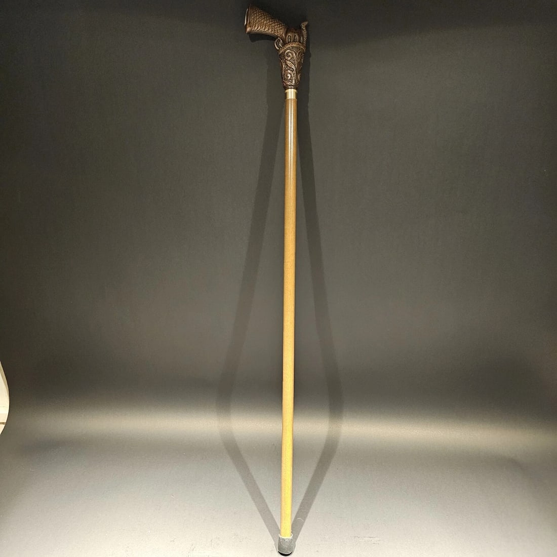 Wood Walking Cane With Gun Handle - 15