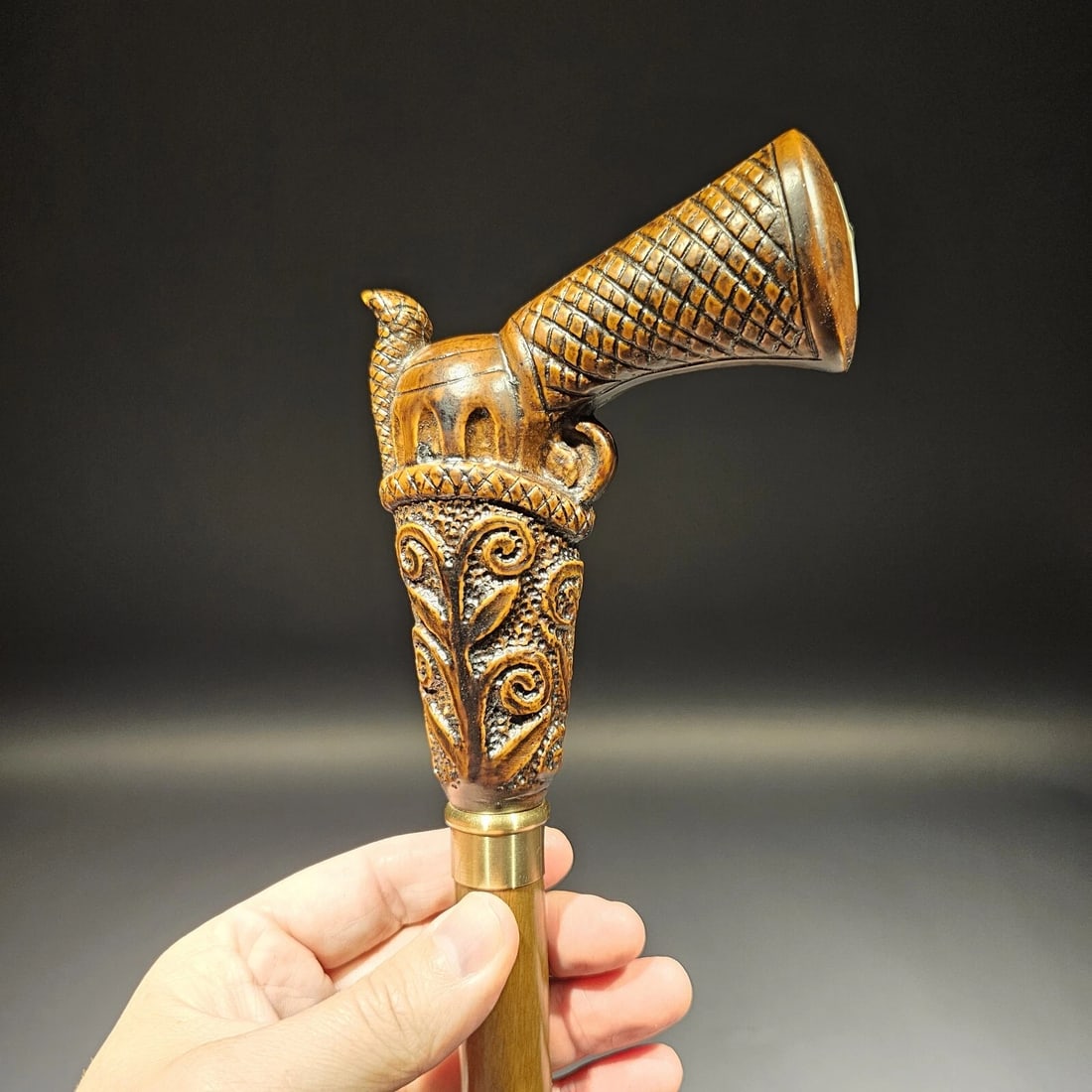 Wood Walking Cane With Gun Handle - 4