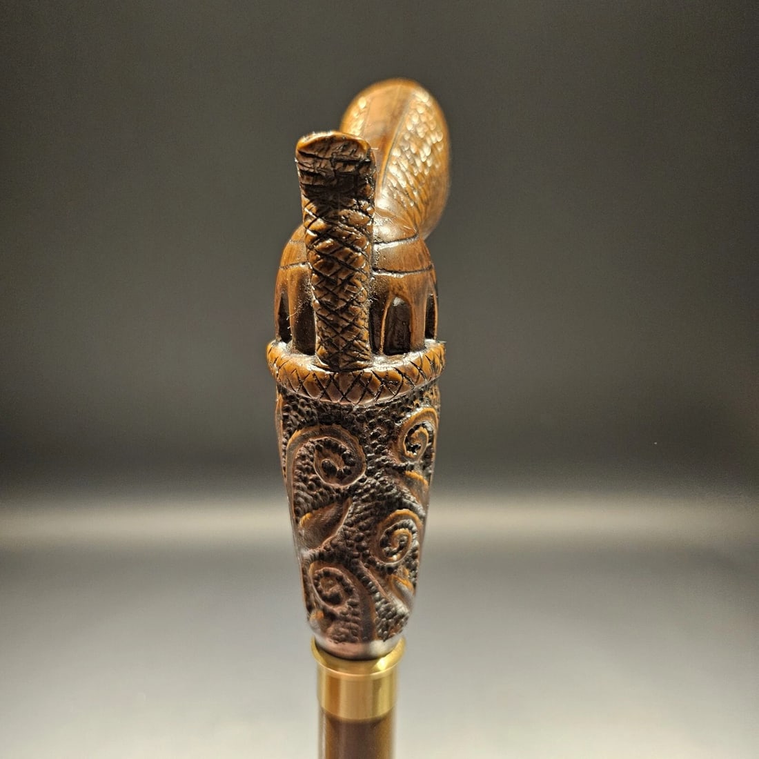 Wood Walking Cane With Gun Handle - 6