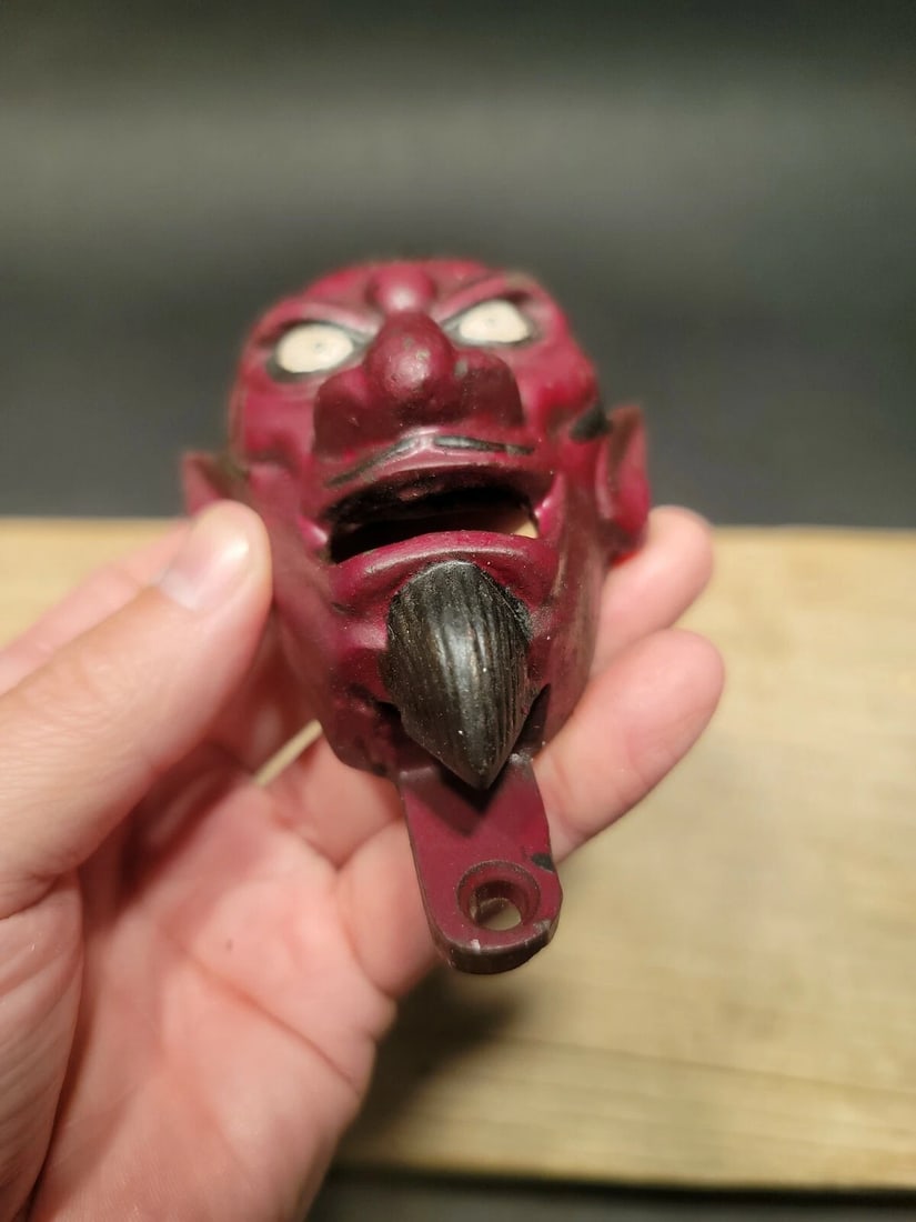Cast Iron folk art Devil Wall mount Bottle Opener - 9
