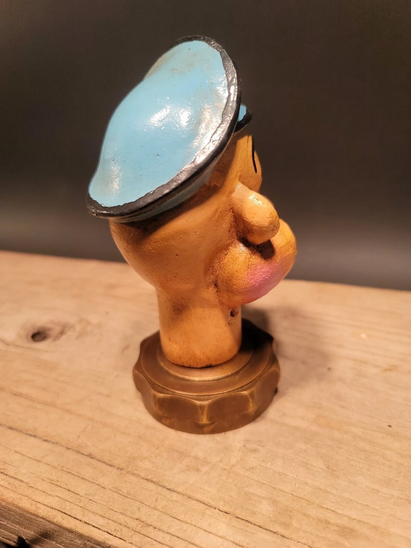 Cast Iron Popeye Sailor Figure Radiator Cap Statue - 12