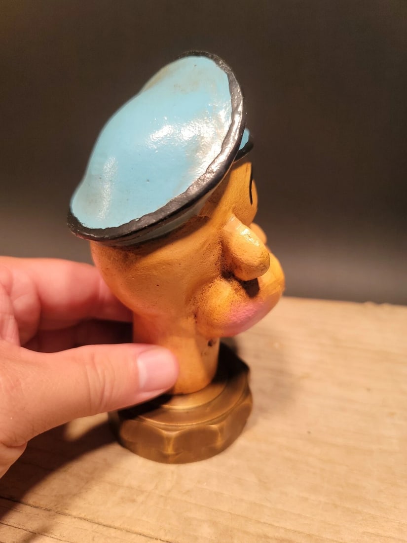 Cast Iron Popeye Sailor Figure Radiator Cap Statue - 4