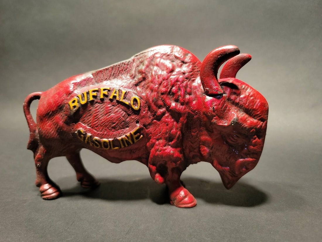 Buffalo Gasoline Cast Iron Coin Bank - 10