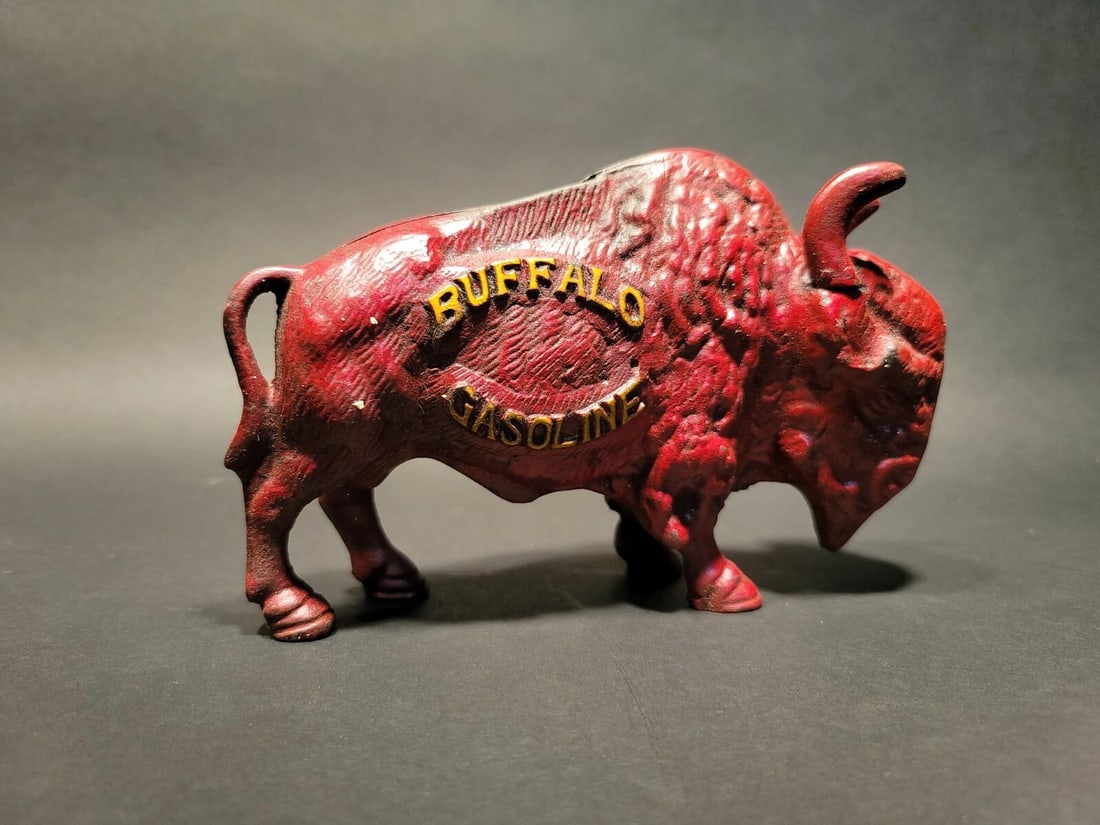 Buffalo Gasoline Cast Iron Coin Bank - 2