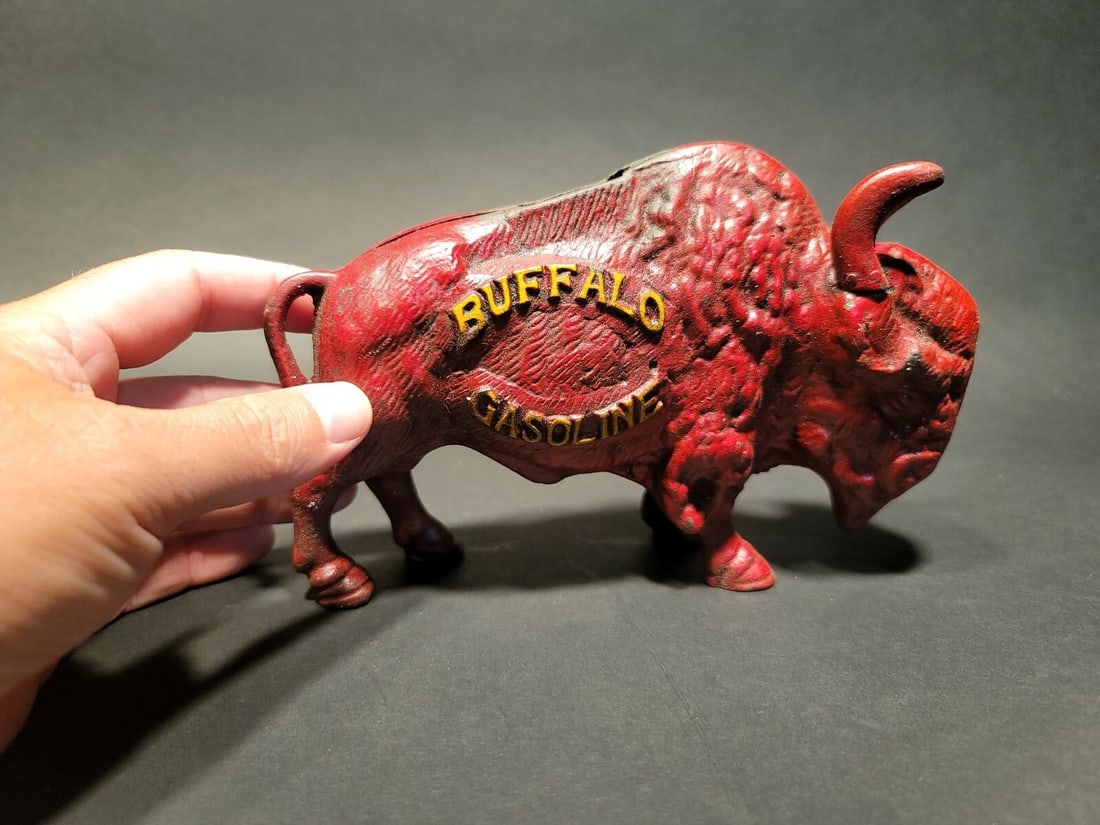Buffalo Gasoline Cast Iron Coin Bank - 3
