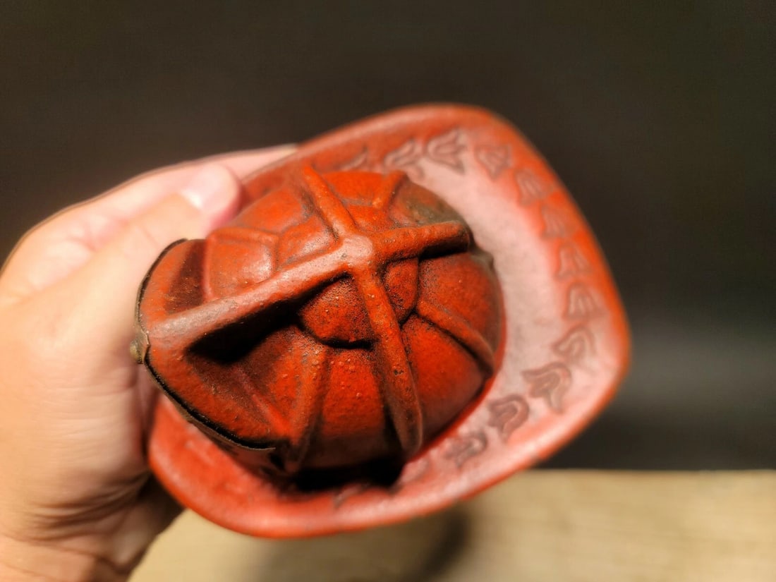 Miniature Cast Iron Fireman Helmet Coin Bank - 8