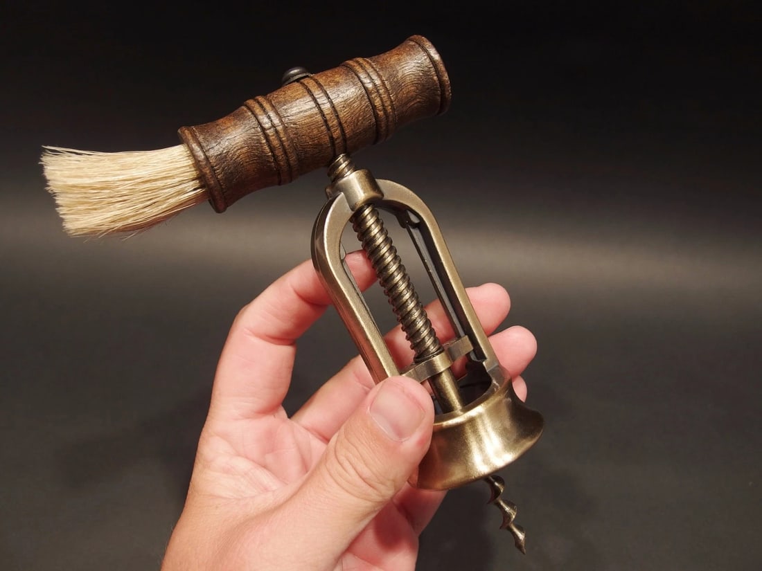 Open Frame Corkscrew w Brush Wine Bottle Opener - 2
