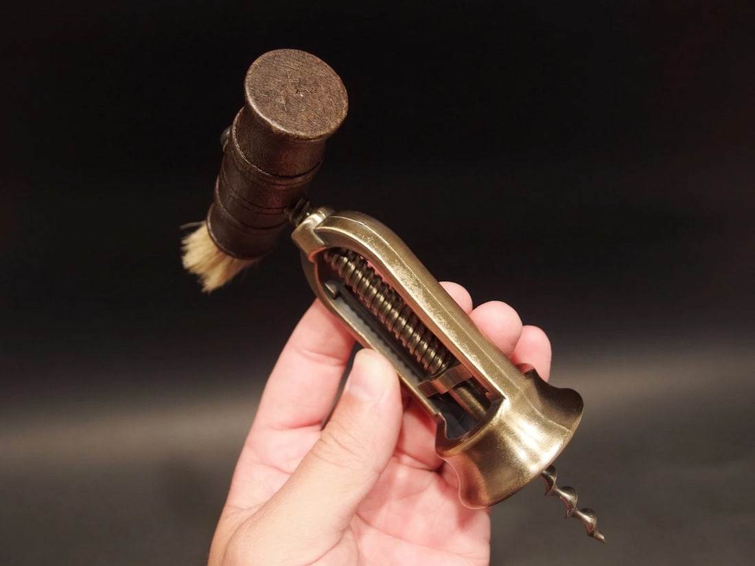 Open Frame Corkscrew w Brush Wine Bottle Opener - 7