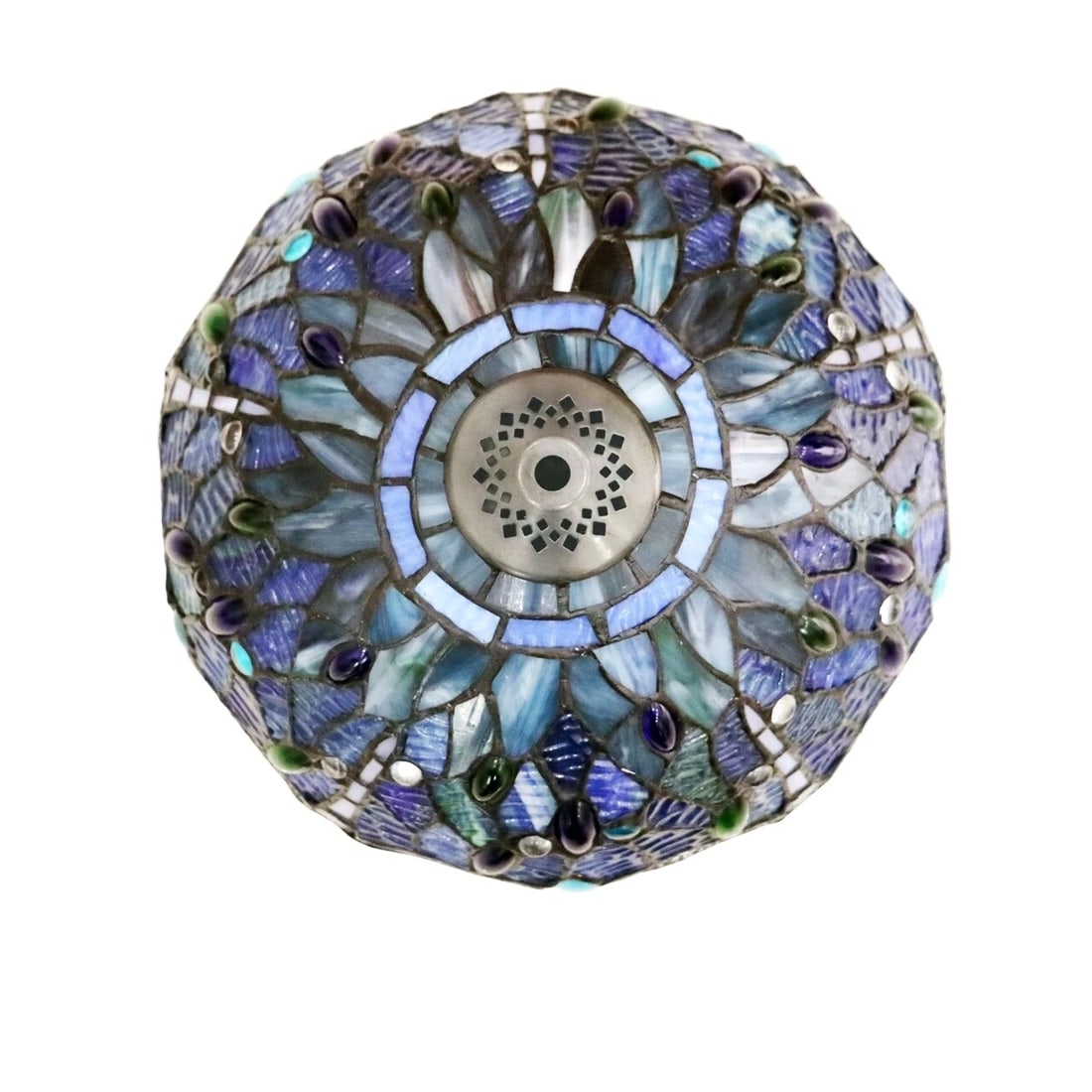 17" Blue Stained Glass Dragonfly Table Lamp - 3