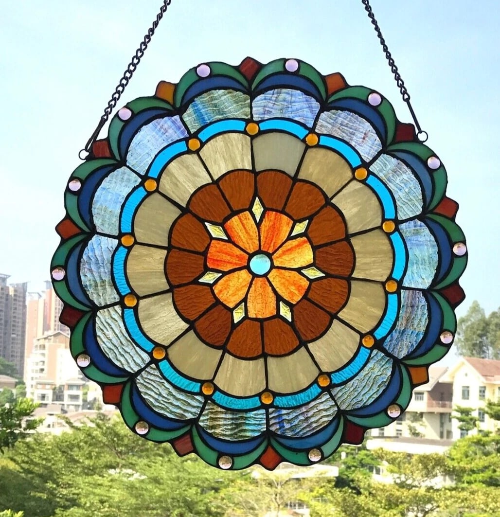 18" Stained Glass Window Hanging Panel Suncatcher - 3