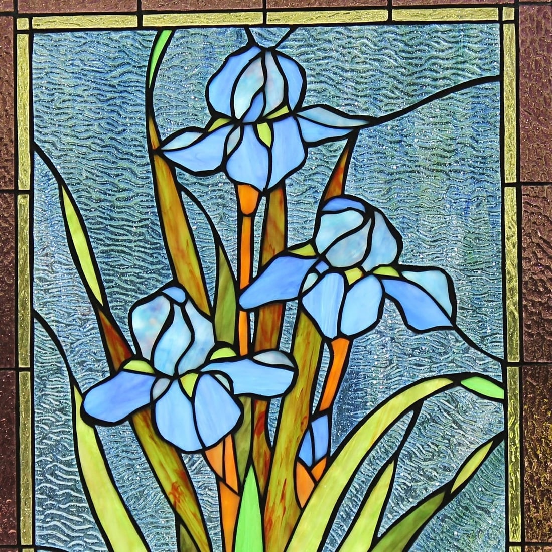 25.2" Stained Glass Iris Hanging Window Pane Suncatcher - 2