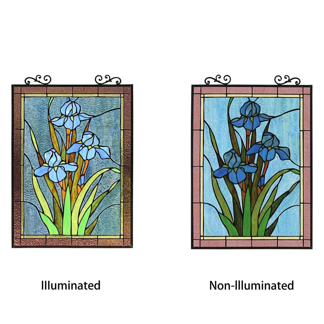 25.2" Stained Glass Iris Hanging Window Pane Suncatcher - 5