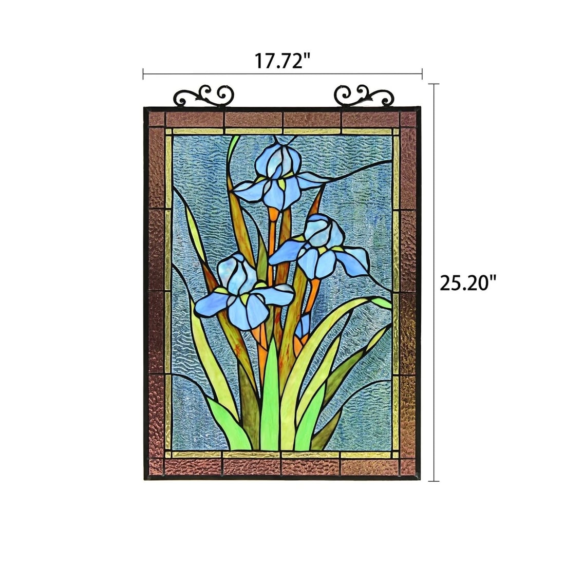 25.2" Stained Glass Iris Hanging Window Pane Suncatcher - 7