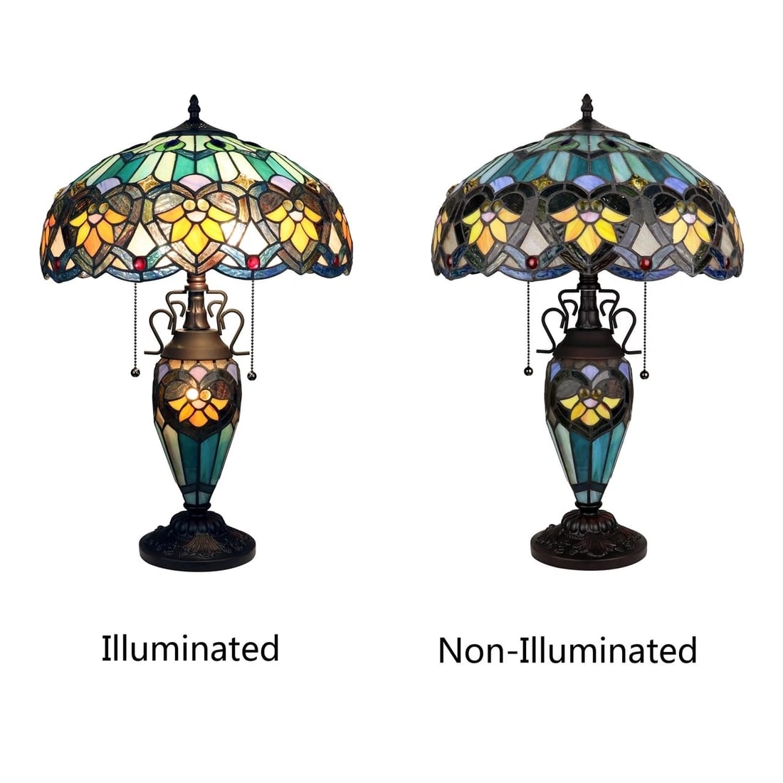 23.6" Stained Glass Lit Base Table Lamp - 5