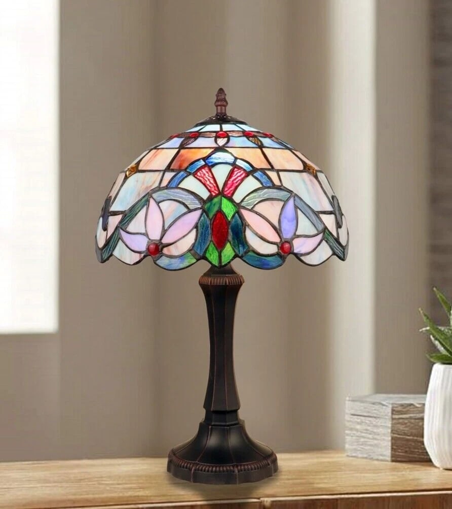 18" 1 light Stained Glass Table Lamp - 7