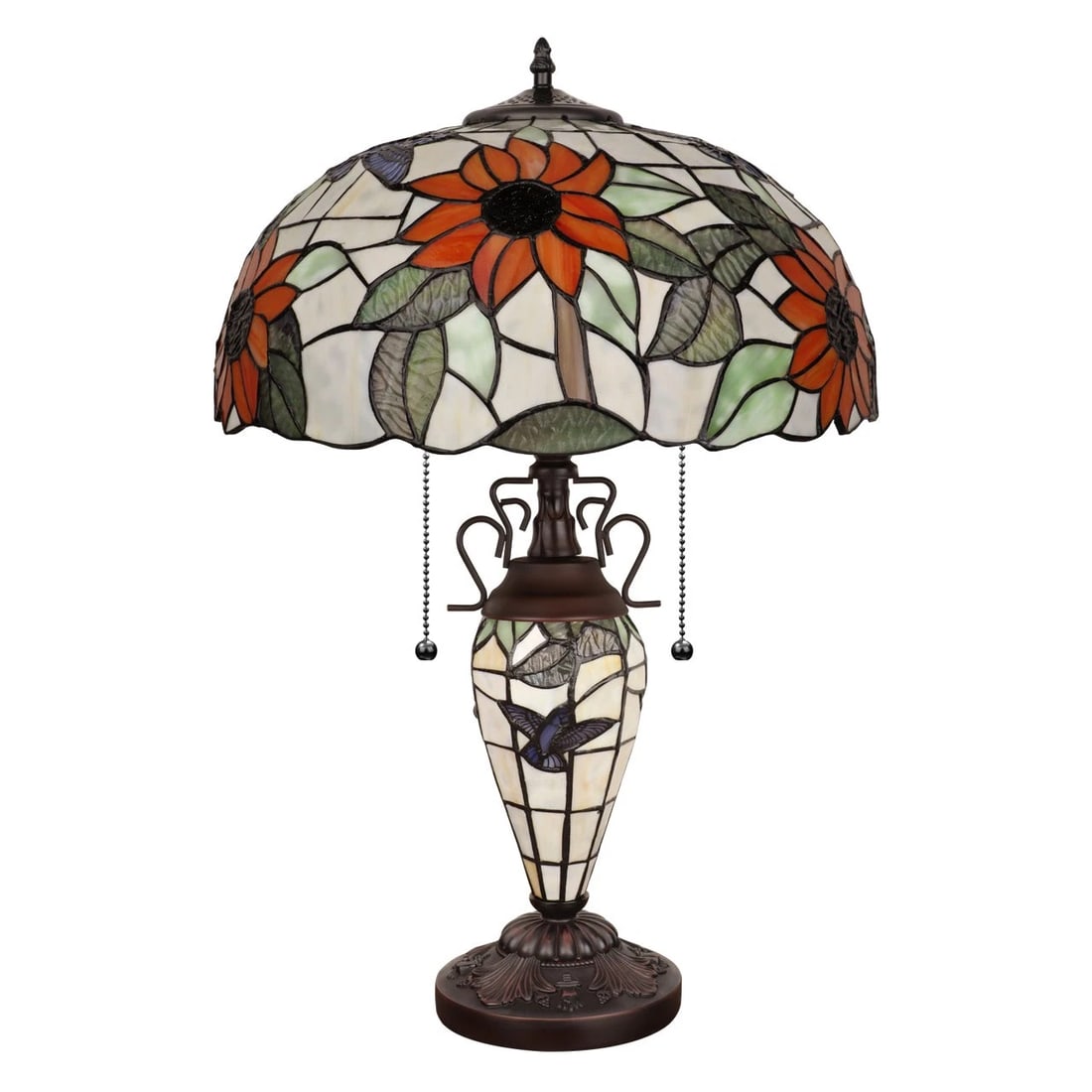 24.21" Stained Glass Sunflower Lighted Base Table Lamp - 3