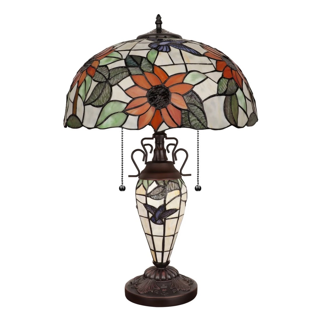 24.21" Stained Glass Sunflower Lighted Base Table Lamp - 4