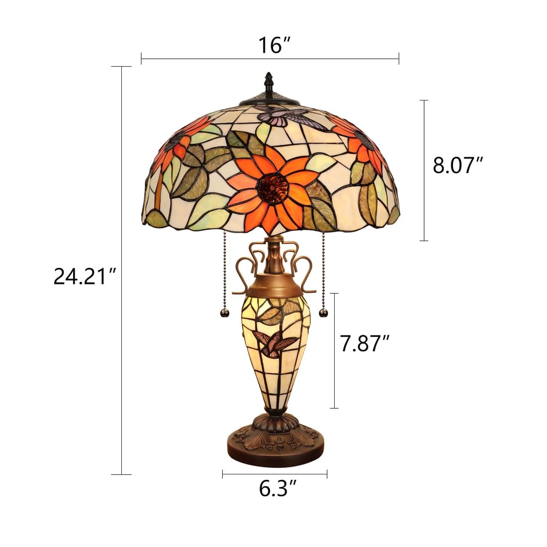 24.21" Stained Glass Sunflower Lighted Base Table Lamp - 9