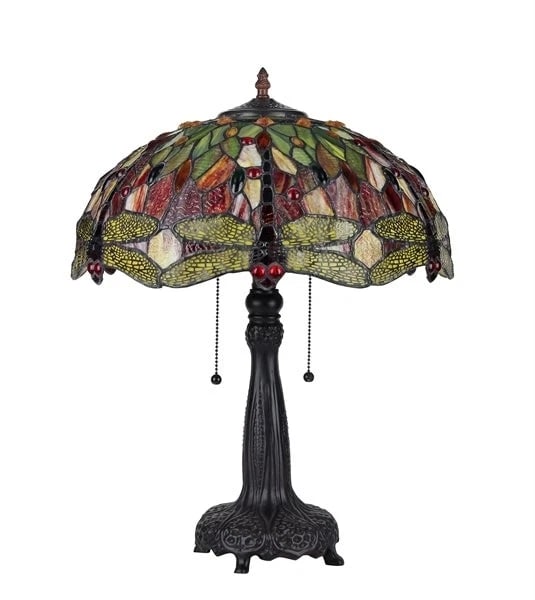 21" Stained Glass Dragonfly Table Lamp - 2