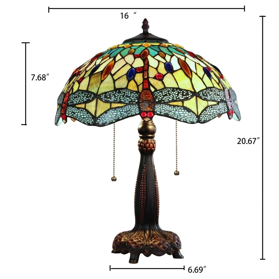 21" Stained Glass Dragonfly Table Lamp - 6