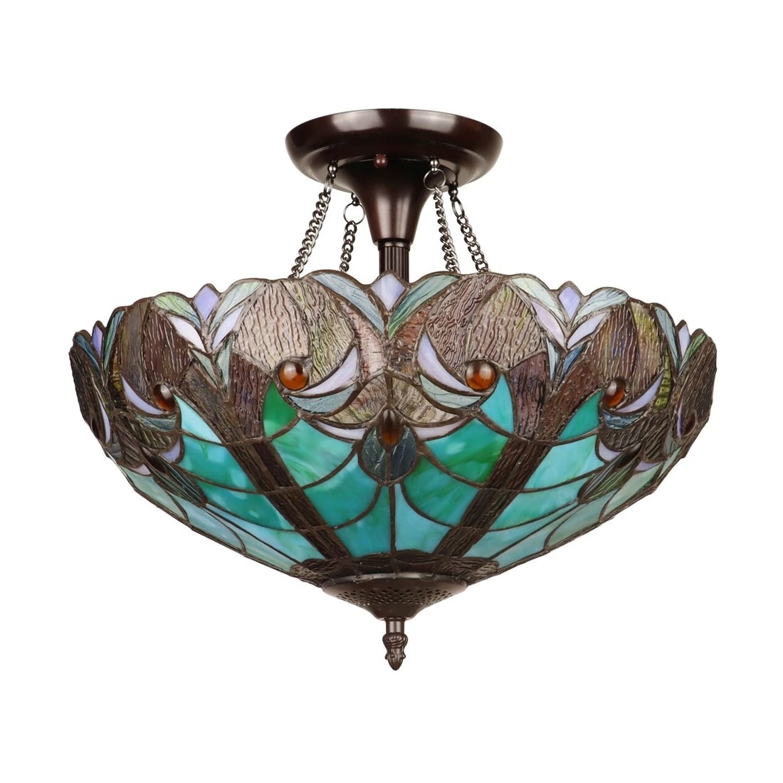 15.75" Stained Glass Semi Flush Ceiling Uplight - 2