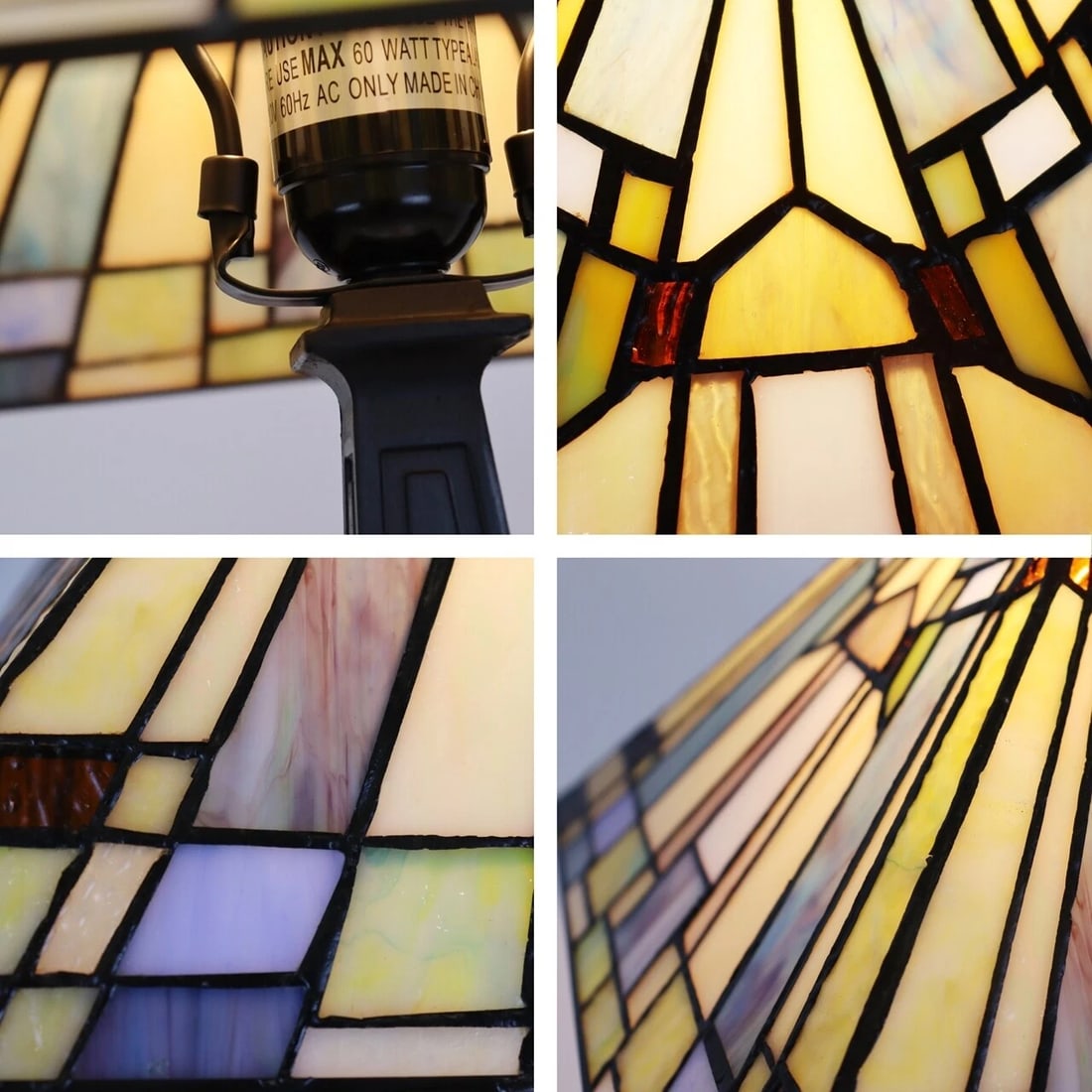 18" 1 light Stained Glass Mission Table Lamp - 5