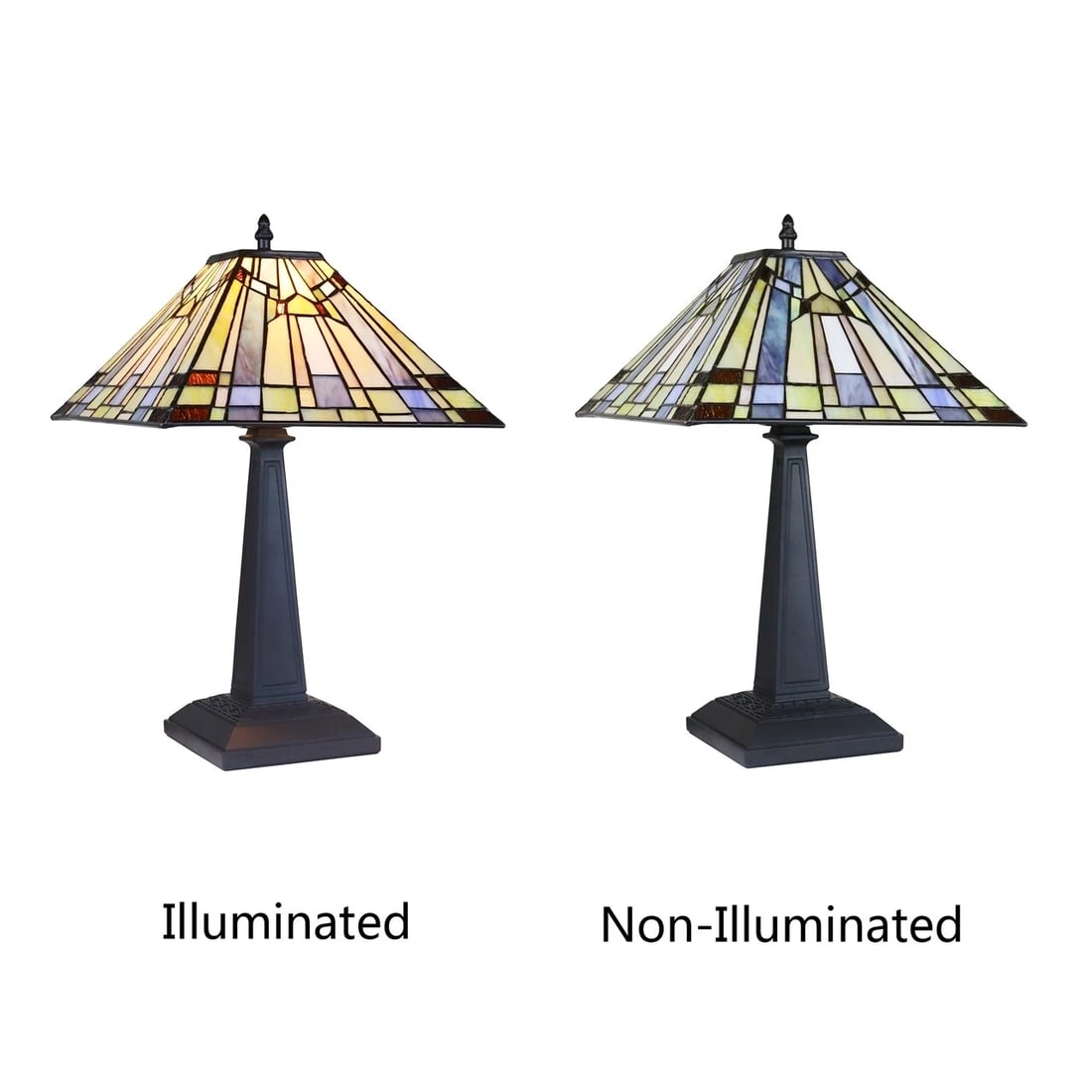 18" 1 light Stained Glass Mission Table Lamp - 6