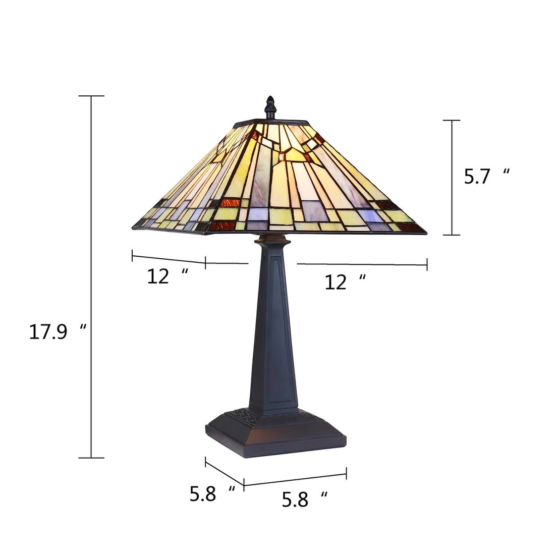 18" 1 light Stained Glass Mission Table Lamp - 8