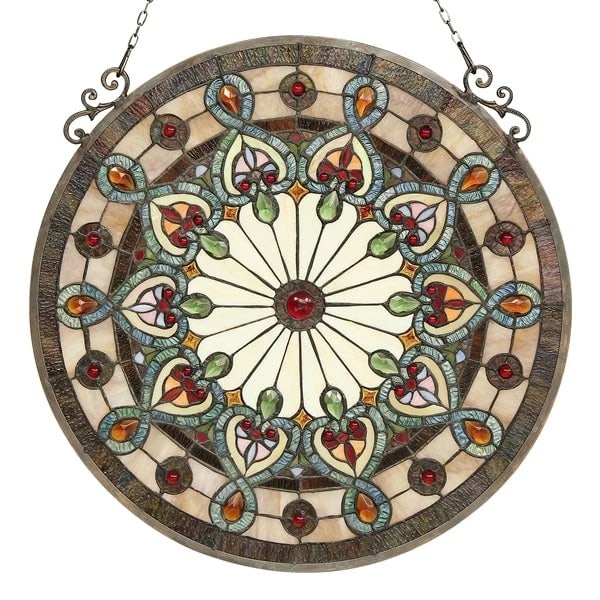 23.6" Round Stained Glass Window Hanging Panel Suncatcher - 2