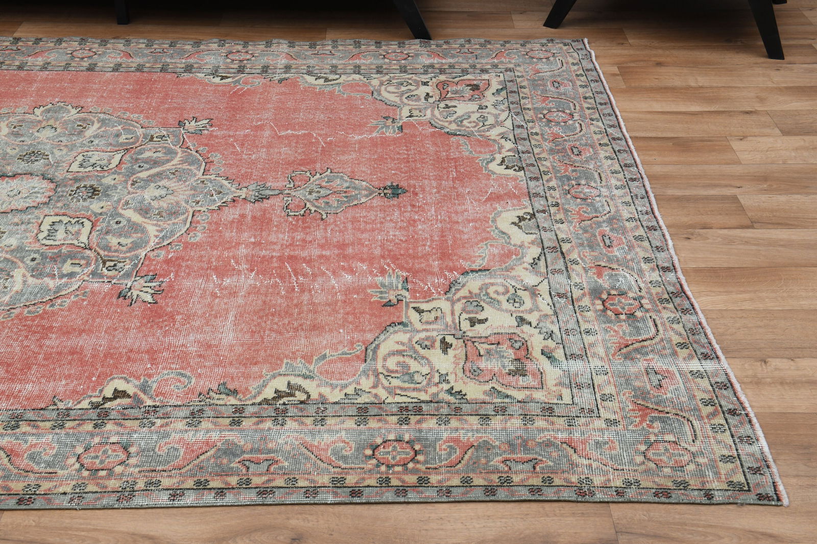 6.9x10.2 ft, Pink Turkish Rug Distressed Vintage - 7