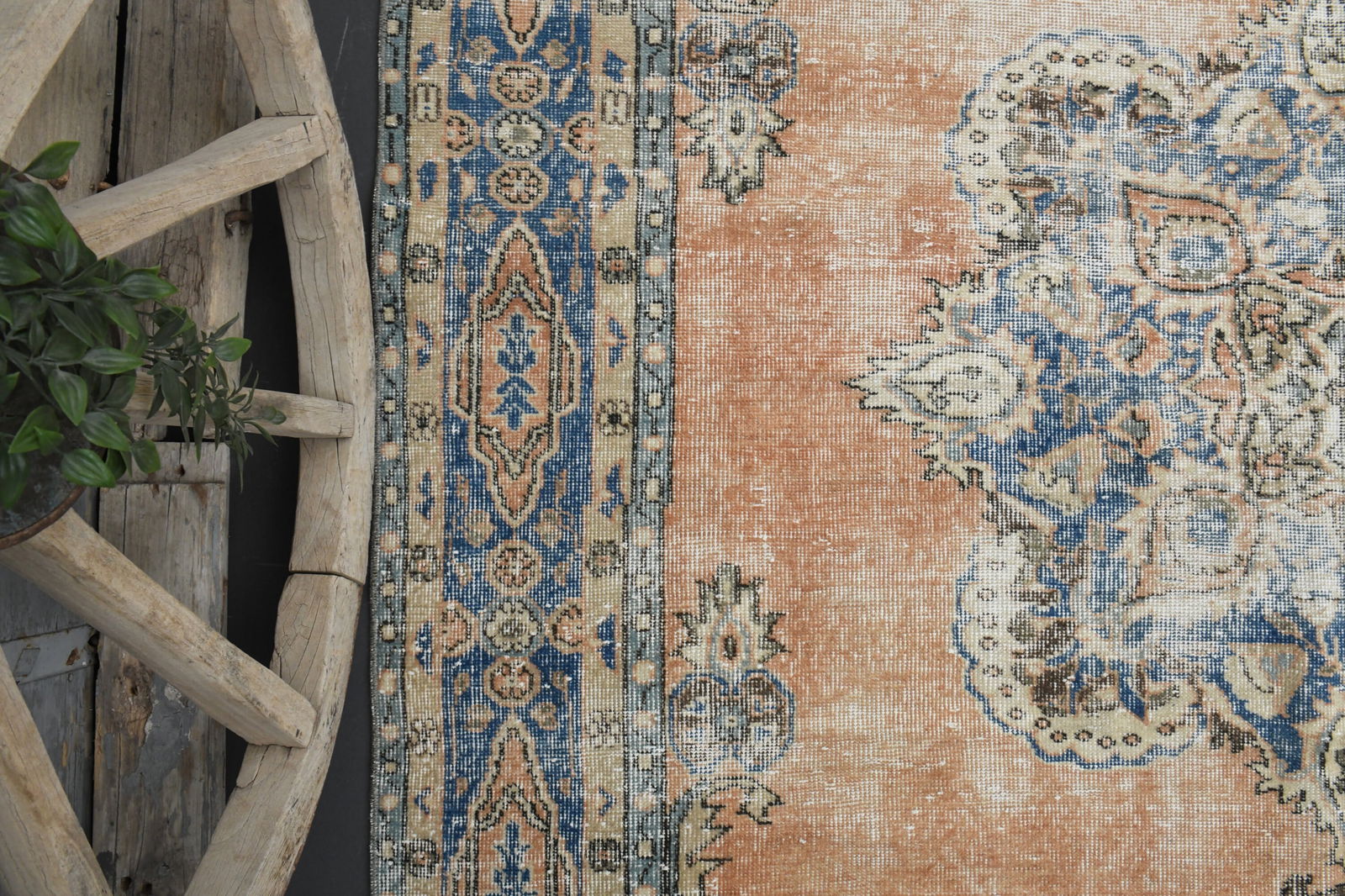 6'7x10'4 ft, Orange, TURKISH VINTAGE RUG - 6