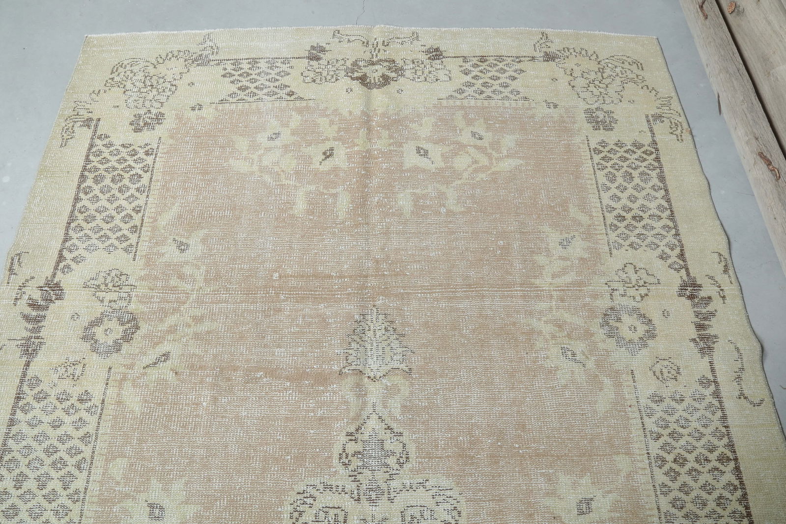 6.1x10 Beige Vintage Turkish Oushak Rug - 7