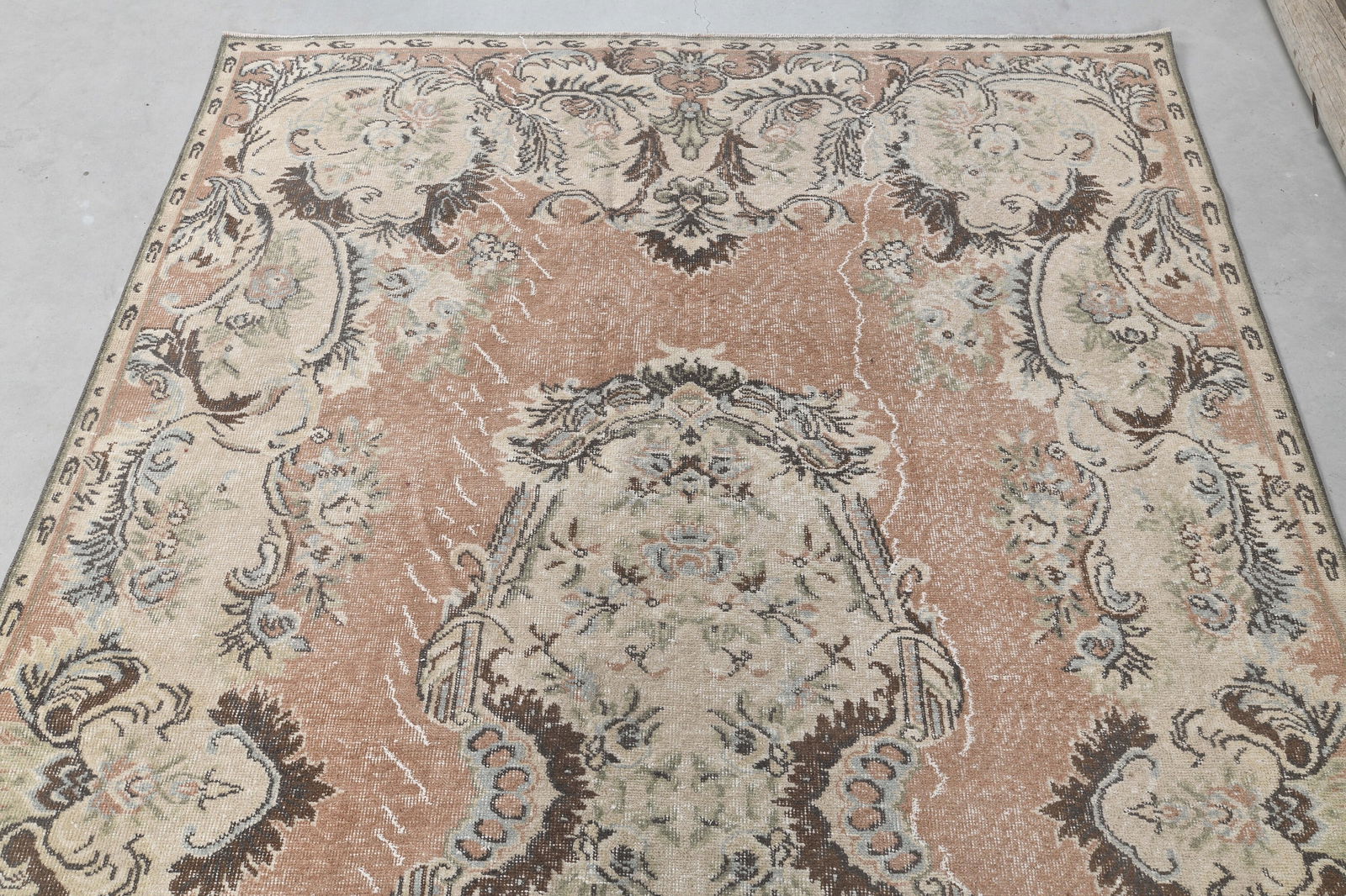 6x10 Turkish Vintage Rug, Beige Brown - 6