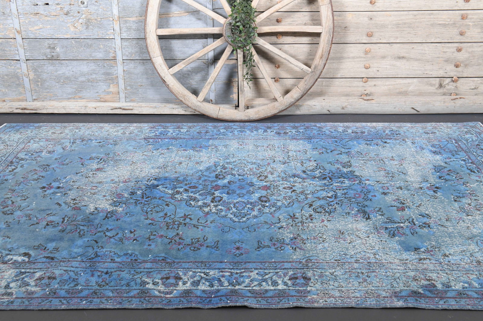 5.9x10 TURKISH Rug, Blue Faded Distressed - 6