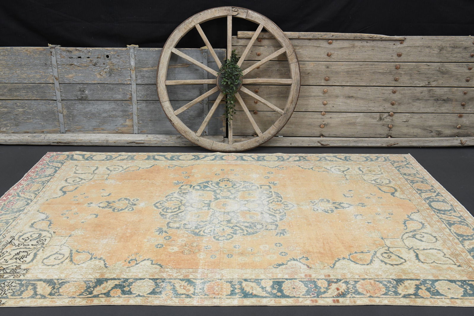 6.5x9.5 TURKISH RUG, Brown Beige Pink Vintage - 6