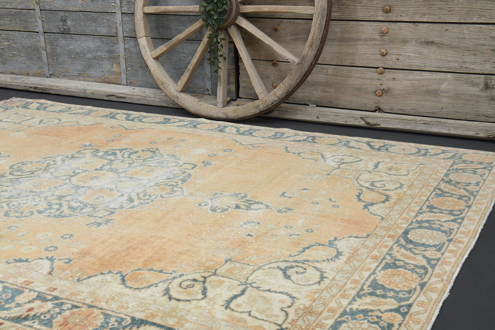 6.5x9.5 TURKISH RUG, Brown Beige Pink Vintage - 7