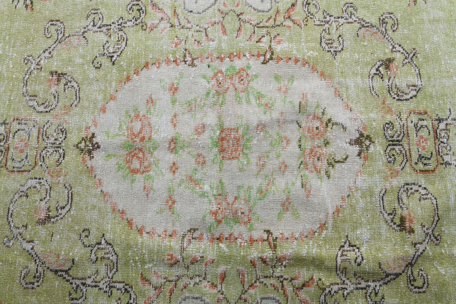 6.2x9.8 Vintage Rugs, Green Beige - 7