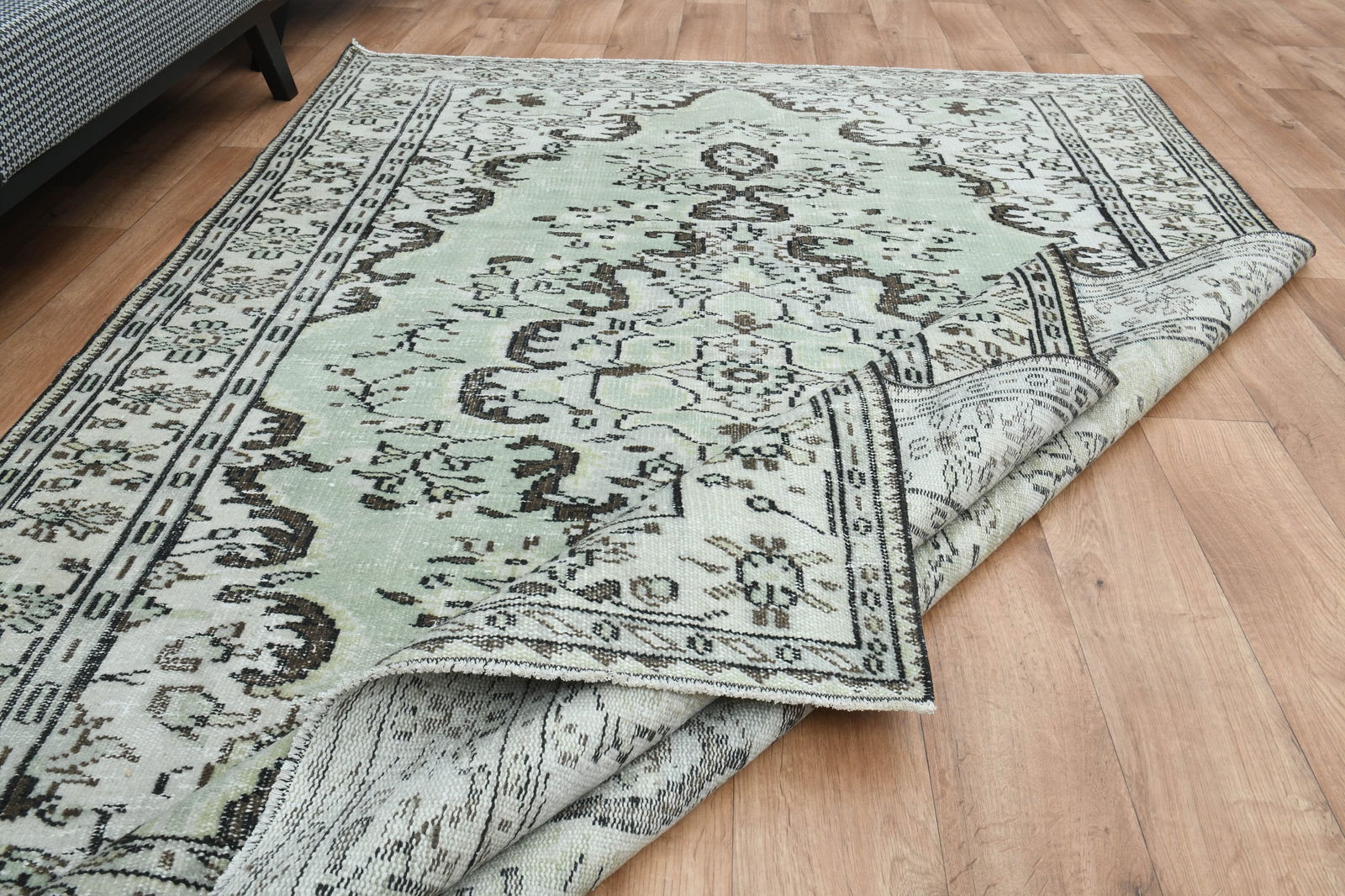 .9x8.8 ft, Turkish Rug, Green Beige Brown - 9