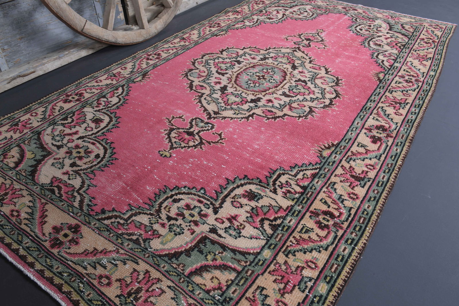 5x9 Turkish Pink Rug, Oriental Vintage Area Rug - 2
