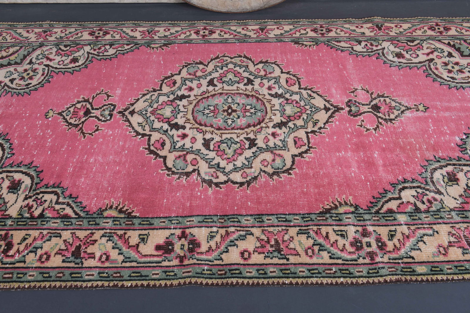 5x9 Turkish Pink Rug, Oriental Vintage Area Rug - 5
