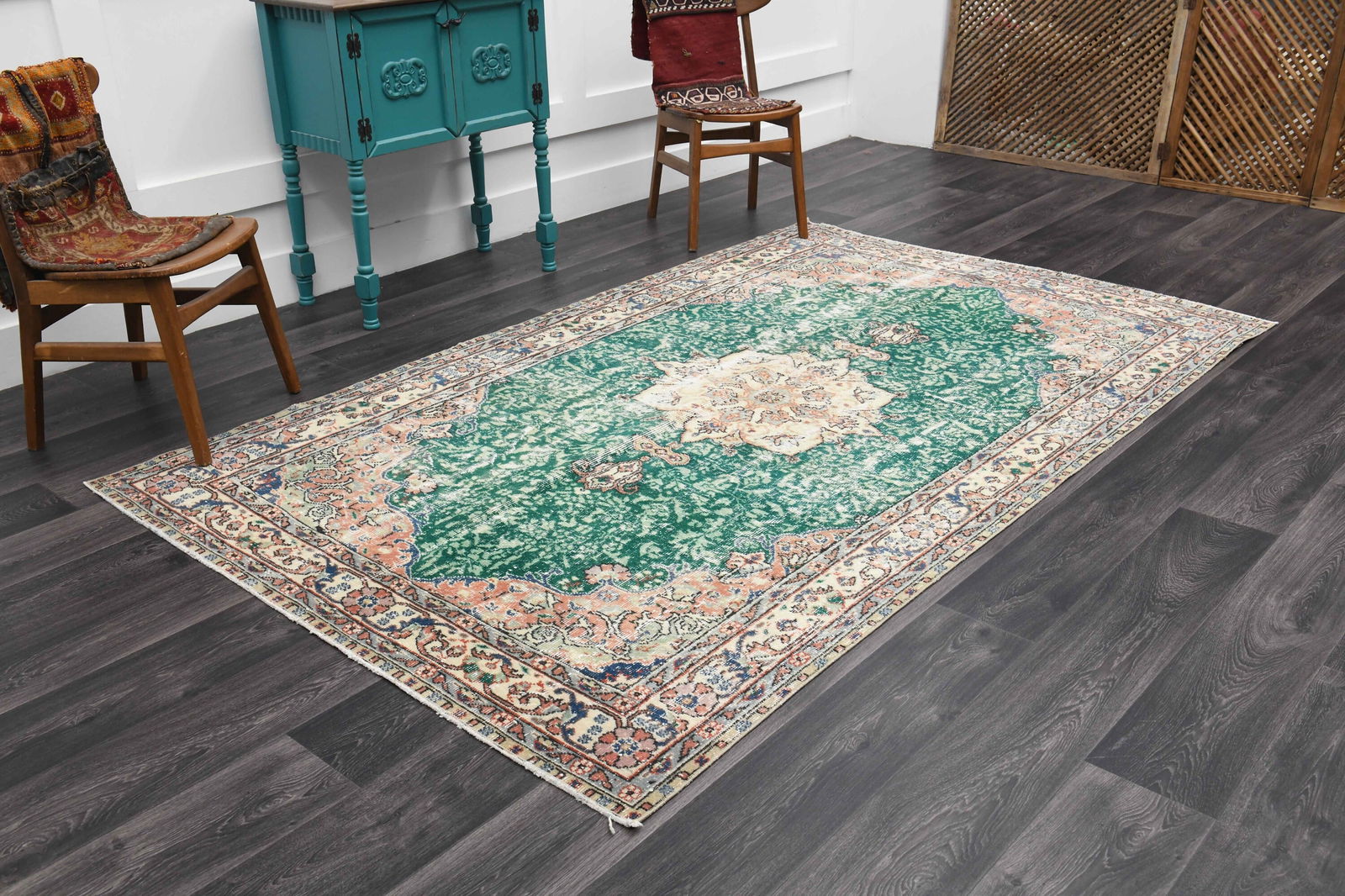 5.9.x9.2 ft, TURKISH Rug, Oushak - 2