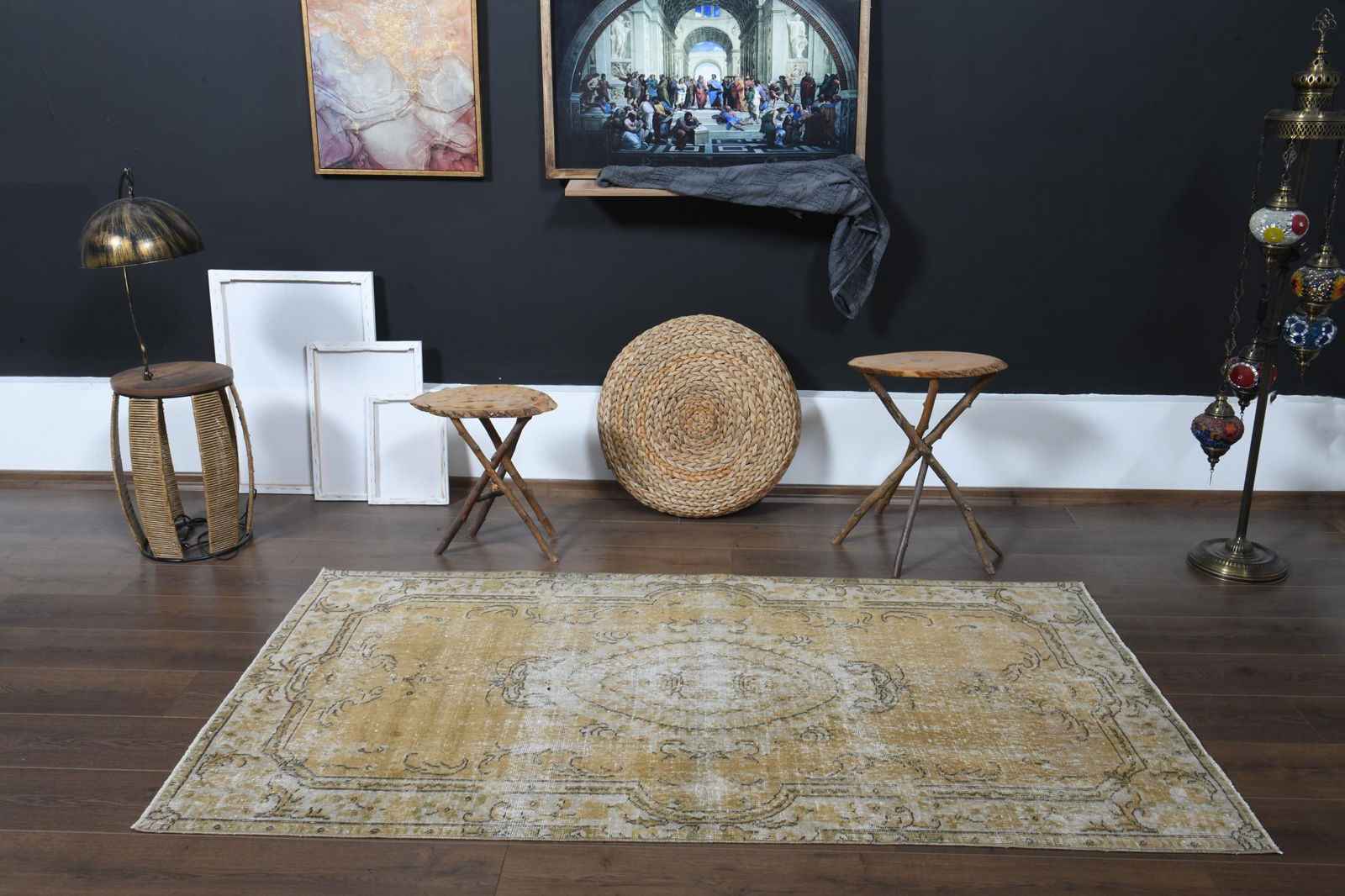 6'8x10'3 ft, ORANGE TURKISH RUG - 9